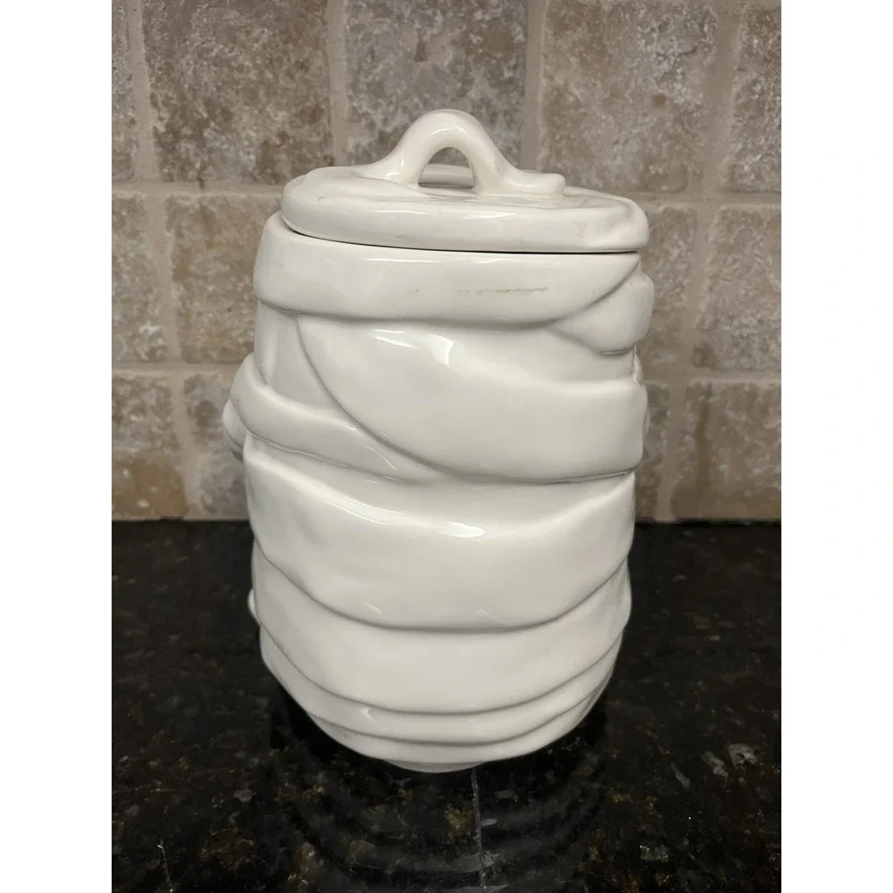 Halloween Target Mummy Pumpkin Cookie Jar Purple Toothy Face Goblin